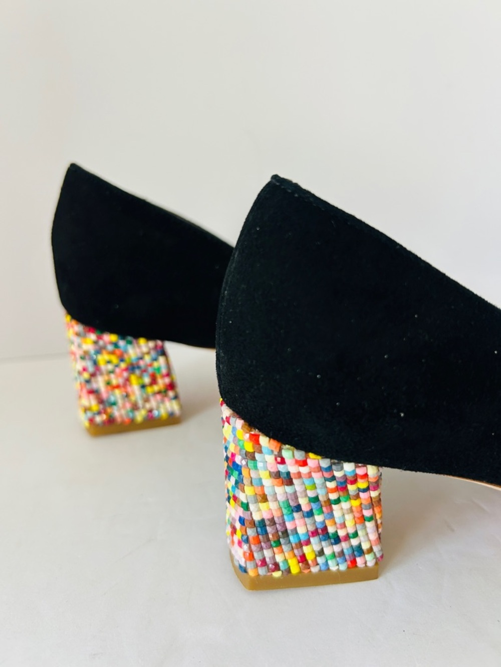 Diane B Milano Black Suede Pumps Beaded Low Heels Pointed Toe EU35 Size US 5 - Picture 4 of 12